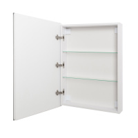 Зеркальный шкаф с одной распашной дверью, с двумя стеклянными полками, со встроенной подсветкой и сенсорным выключателем SPC-GRT-600/800-1A-LED-TCH, 12W, 220-240V, 600x800x150 - Gidratop.ru изображение