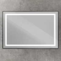 Зеркало в алюминиевой раме со встроенным светильником и сенсорным выключателем по периметру рамы, SPC-KRAFT-1200-800-SENS-NERO, 1200x800x32 мм - Gidratop.ru изображение