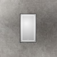 Зеркало в алюминиевой раме со встроенным светильником, сенсорным выключателем и подогревом, SPC-KRAFT-500-900-LED-TCH-WARM-NERO, 500x32x900 мм - Gidratop.ru изображение