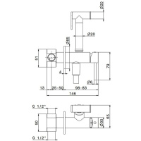 Newform Idroscopini Смеситель с гигиеническим душем, держатель, шланг 120 см, наружная часть (для 31093) цвет: хром - Gidratop.ru изображение