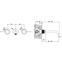 GESSI 316 встраиваемый смеситель для раковины на 3 отверстия, излив 200-180мм (внешние части), цвет: steel brushed - Gidratop.ru изображение