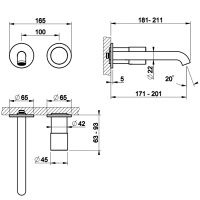 GESSI HABITO UNITO смеситель для раковины настенный встраиваемый, однорычажный, цвет Black Metal Br. PVD - Gidratop.ru изображение