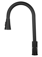 Смеситель для кухни с выдвижным изливом WONZON & WOGHAND, Черный матовый (WW-121E201L-MB) - Gidratop.ru изображение