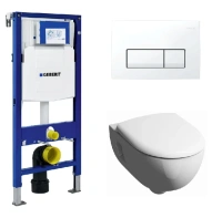 Инсталляция Geberit с безободковым унитазом Geberit Renova Nr.1 203070000, сиденье микролифт, комплект - Gidratop.ru изображение