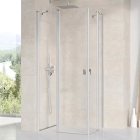 Душевой уголок Ravak Chrome CRV2+CRV2, 80 x 90 см, профиль сатин, витраж транспарент, 1QV40U00Z1/1QV70U00Z1 - Gidratop.ru изображение