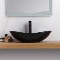 Раковина накладная керамическая, чёрная матовая, BB1404-H301, 605x370x150 - Gidratop.ru изображение