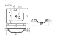 Раковина накладная мебельная Grace прямоугольная, с отверстием под смеситель, 610x457x137 мм, цвет белый - Gidratop.ru изображение