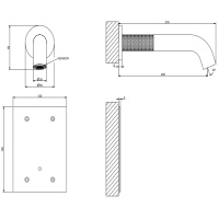 GESSI 316 CESELLO смеситель для раковины настенный, электронный, излив 200 мм., внешняя часть, цвет Steel Brushed - Gidratop.ru изображение