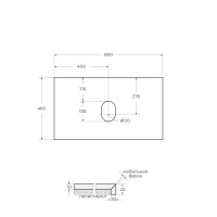 Столешница из керамогранита без отверстия под смеситель 800x460 KEP-80-MGL-W0 Marmo Grigio Lucido - Gidratop.ru изображение