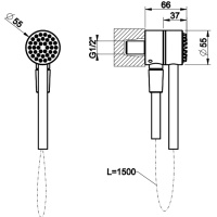Gessi Hi-Fi душевой магнитные комплект, состоящий из вывода воды, держателя, Darkflex шланга 1,50 м и лейки, цвет: Brushed Brass PVD - Gidratop.ru изображение