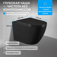 Унитаз ABBER Bequem AC1103MB подвесной черный матовый, безободковый - Gidratop.ru изображение