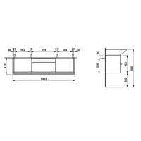 Тумба под раковину Laufen Palace 150 см, подвесной, цвет мелованный дуб, 4.0135.2.075.519.1 - Gidratop.ru изображение