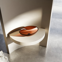 Раковина накладная прозрачная ABBER Kristall AT2802Opal коричневая - Gidratop.ru изображение