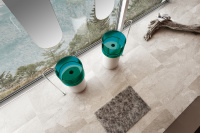 Раковина отдельностоящая прозрачная ABBER Kristall AT2701White-Aquamarin-H белый/бирюзовый - Gidratop.ru изображение