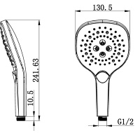 Душевая лейка WONZON & WOGHAND, Черный матовый (WW-981358-MB) - Gidratop.ru изображение
