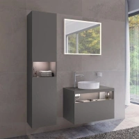 Шкаф-пенал Keuco Stageline 32831290102, подвесной 40 см, с подсветкой, инокс матовый - Gidratop.ru изображение