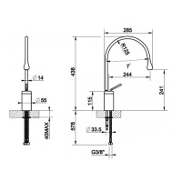 Gessi Goccia смеситель для раковины на 1 отверстие, высокий, излив 244мм R=125, цвет: черный - Gidratop.ru изображение