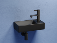 Умывальник подвесной прямоугольный (чаша слева, отверстие под смеситель справа) цвет черный матовый Element 407x217x100 - Gidratop.ru изображение