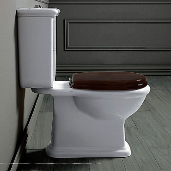 Унитаз моноблок 70.5х36.5см, с вертикальным сливом с бачком с кнопкой смыва, цвет: белый