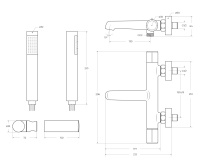 UNO Смеситель для ванны и душа в комплекте с ручным душем, шлангом и держателем, золото UNO-VASM/DFS-ORO - Gidratop.ru изображение