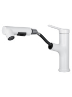 Смеситель для раковины с выдвижным изливом WONZON & WOGHAND, Белый матовый (WW-A40862-MW) - Gidratop.ru изображение