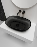 Раковина накладная прозрачная ABBER Kristall AT2805Onyx черная - Gidratop.ru изображение