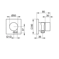 Вентиль запорный Keuco Ixmo 59541370202, квадратный, c выводом для шланга и держателем лейки DN 15, черный матовый - Gidratop.ru изображение