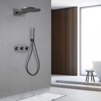 Душевая система ABBER Wasser Kreis AF8151NG скрытого монтажа без излива, термостат, никель - Gidratop.ru изображение