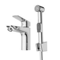 DUE Смеситель для раковины без донного клапана с гигиеническим душем, хром DUE-LVM/HGN-CRM-W0 - Gidratop.ru изображение