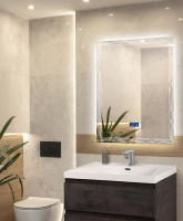 Зеркало с LED подстветкой, К6500, сенсорным выключателем Touch System, системой антизапотевания, с радио и реверсивнаятчиком температуры 45062, 75x90 см - Gidratop.ru изображение