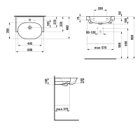 Раковина с деревянной консолью Laufen New Classic 58 х 32 х 83 см, консоль орех - Gidratop.ru изображение