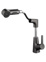 Смеситель для раковины с выдвижным изливом WONZON & WOGHAND, Темный графит (WW-121B108-BGG) - Gidratop.ru изображение