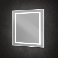 Зеркало в алюминиевой раме со встроенным светильником и сенсорным выключателем по периметру рамы, SPC-KRAFT-900-800-SENS-AL, 900x800x32 мм - Gidratop.ru изображение