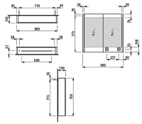 Зеркальный шкаф Laufen Frame25, 80 см, 0850.3 (4.0850.3.900.144.1) - Gidratop.ru изображение