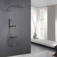 Душевая система ABBER Rund AF8750NG скрытого монтажа с изливом, термостат, никель - Gidratop.ru изображение