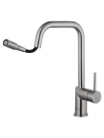 Смеситель для кухни с выдвижным изливом WONZON & WOGHAND,  Брашированный никель (WW-6018-BS) - Gidratop.ru изображение