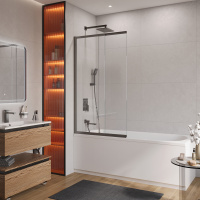 Душевая шторка на ванну с фиксированным креплением одной створки CEZARES SLIDER-FIX-VF-11-90/150-C-GM - Gidratop.ru изображение