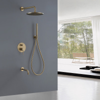 Душевая система ABBER Wasser Kreis AF8117G скрытого монтажа с изливом, золото матовое - Gidratop.ru изображение