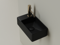 Умывальник подвесной прямоугольный (чаша справа, отверстие под смеситель слева) цвет черный матовый Element 395x220x125мм - Gidratop.ru изображение