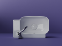 Рукомойник подвесной прямоугольный 403x249x140, с отверстием под смеситель (чаша слева, отверстие под смеситель справа), цвет белый - Gidratop.ru изображение