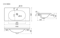 Раковина накладная CERAMICANOVA Sabo с отверстием под смеситель 1000x460x130 белый - Gidratop.ru изображение