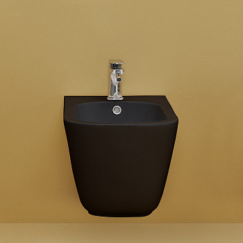 Биде подвесное 54х35см, c 1 отв под смеситель, c креплением WB9N, цвет: черный матовый