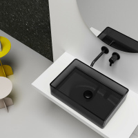 Раковина накладная прозрачная ABBER Kristall AT2803Onyx черная - Gidratop.ru изображение