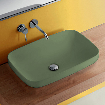 Раковина 60х38 см, встраиваемая/накладная, без отв., цвет: Verde muschio