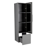 PREMIUM Колонна подвесная с распашной дверью, с зеркалом внутри, одним выдвижным ящиком, реверсивная 55504 Grigio nuvola, 35x38x150 - Gidratop.ru изображение