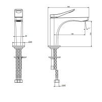 GESSI Rilievo смеситель для раковины на 1 отв. без донного клапана  h=153мм, излив 126мм , цвет: nero XL - Gidratop.ru изображение