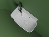 Рукомойник подвесной прямоугольный 403x249x140, с отверстием под смеситель  (чаша справа, отверстие под смеситель слева), цвет белый - Gidratop.ru изображение