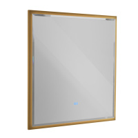 INTERNI Интерьерное зеркало для ванной комнаты с контурной подсветкой, сенсорным выключателем и подогревом CZR-SPC-INT-1000-900-LED-TCH-WARM-BORO, 12V, 220-240V, 1000x900, Брашированное золото - Gidratop.ru изображение