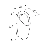 Писсуар Geberit Preda 116.074.00.1, со встроенным управлением, питание от генератора - Gidratop.ru изображение