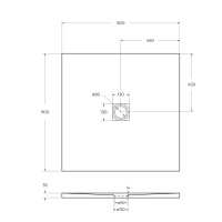 Душевой поддон из искусственного мрамора в комплекте с сифоном BelBagno UNO TRAY-MR-UNO-A-90-35-W-BO - Gidratop.ru изображение
